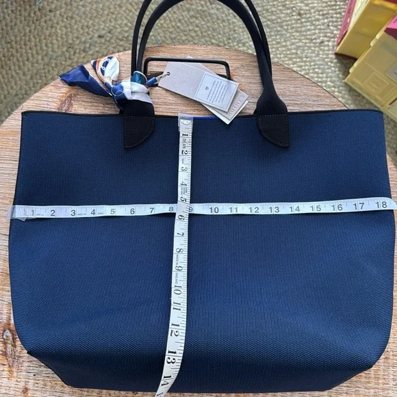 Rothy’s Bag Large Elegant Navy Blue Canvas Tote Bag with Scarf Accent - Picture 15 of 15
